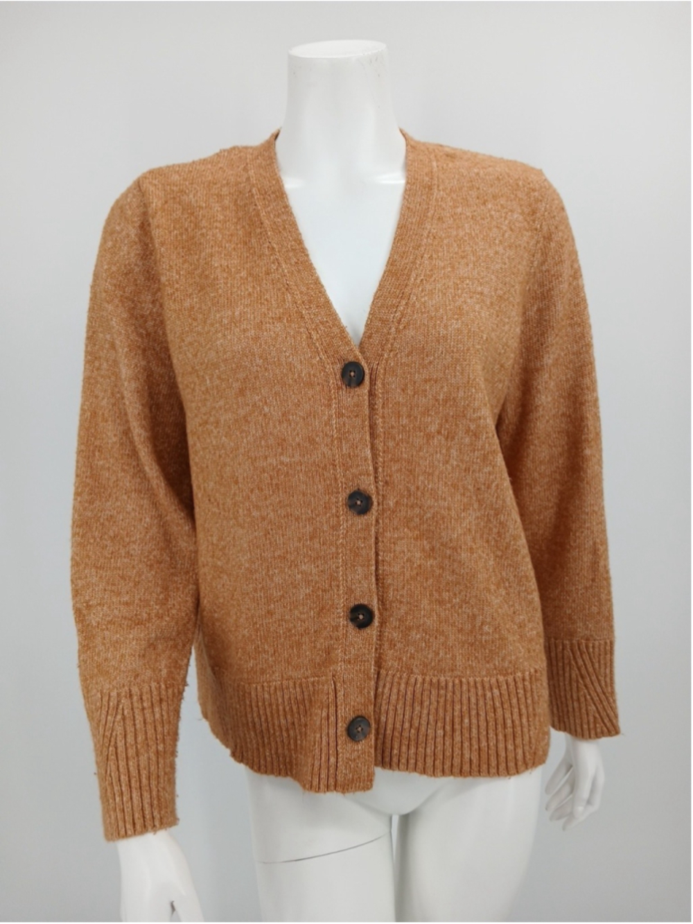 J Jill Womens Cardigan Sweater Size M Brown Button Front Cotton Blend Fall